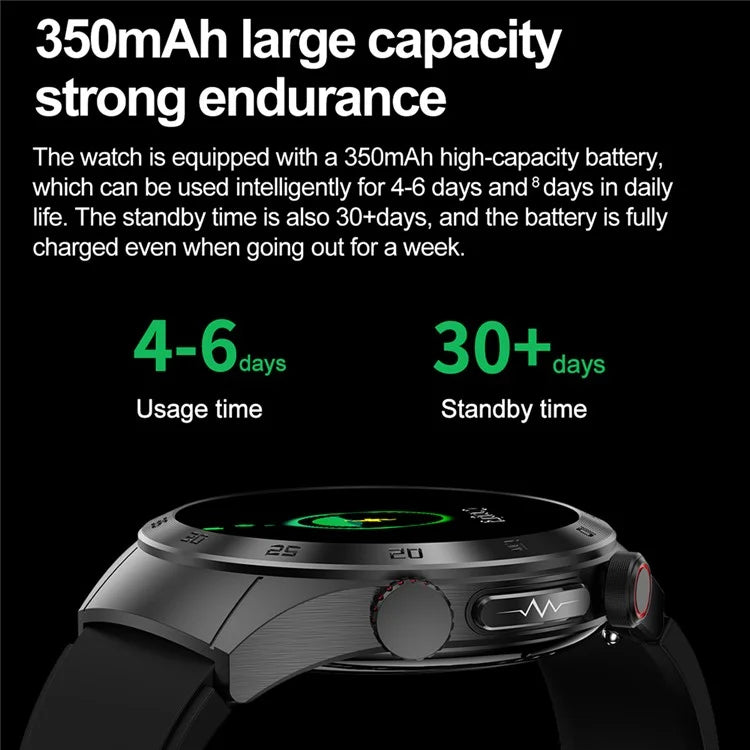 E800 SOS Emergency Call Watch IP68 Waterproof ECG Health Monitor Smart Bracelet (Nylon Strap)