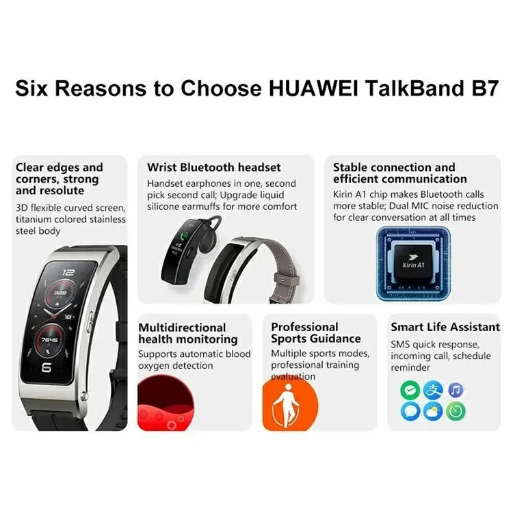 HUAWEI B7 2-in-1 Bluetooth Earphone AMOLED Screen Smart Wristband Pedometer Sports Bracelet