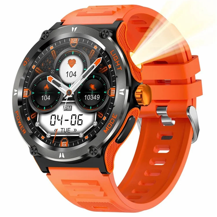 KT76 3ATM Waterproof Health Monitor 1.53-inch Bluetooth Smart Watch with Flashlight