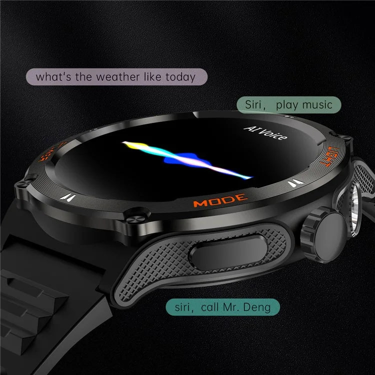 KT76 3ATM Waterproof Health Monitor 1.53-inch Bluetooth Smart Watch with Flashlight