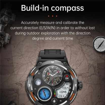 KT76 3ATM Waterproof Health Monitor 1.53-inch Bluetooth Smart Watch with Flashlight