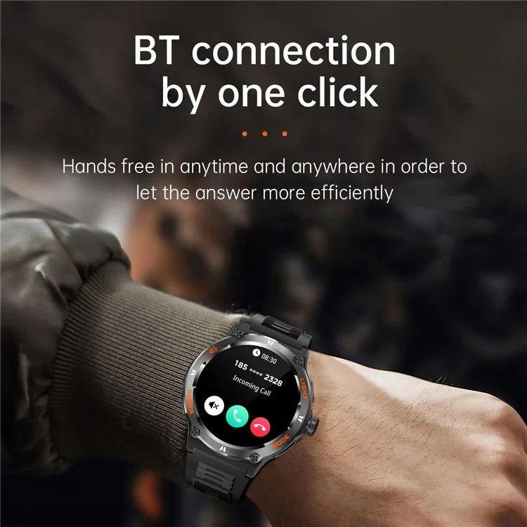 KT76 3ATM Waterproof Health Monitor 1.53-inch Bluetooth Smart Watch with Flashlight
