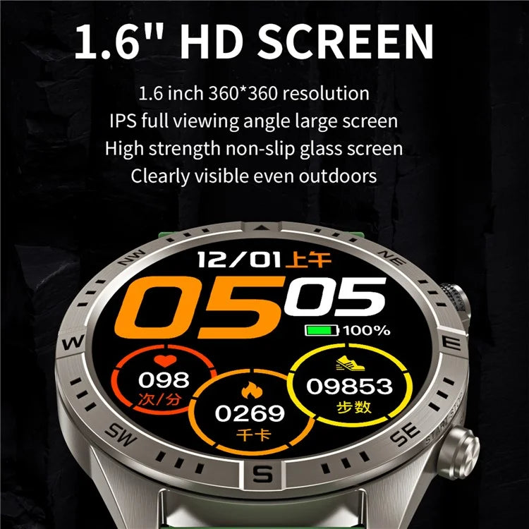 CY800 1.6-inch Bluetooth Calling Sport Watch Waterproof Smart Watch Heart Rate Sleep Monitoring