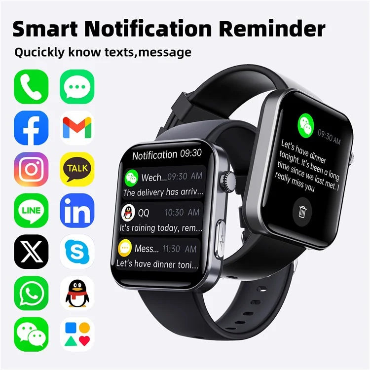 F300 2.10 inch HD Screen Smart Watch Bluetooth Call Heart Rate Monitor Sport Watch+Grey