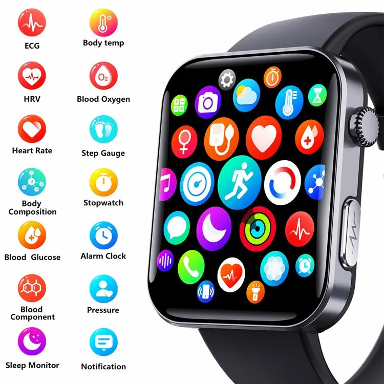 F300 2.10 inch HD Screen Smart Watch Bluetooth Call Heart Rate Monitor Sport Watch+Grey
