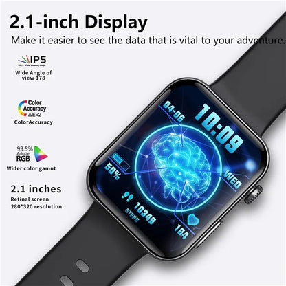 F300 2.10 inch HD Screen Smart Watch Bluetooth Call Heart Rate Monitor Sport Watch+Grey