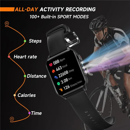 P6 Colorful Breathing Light 1.96-inch Square Screen Smart Watch Heart Rate Blood Pressure Monitor