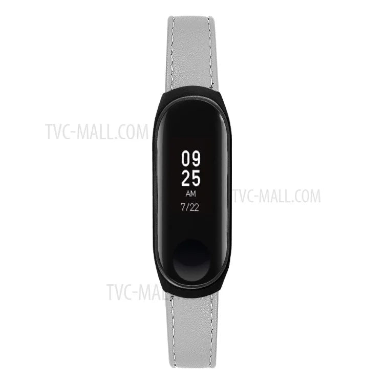 Quality Genuine Leather Watch Band Strap [Black Frame] for Xiaomi Mi Band 5