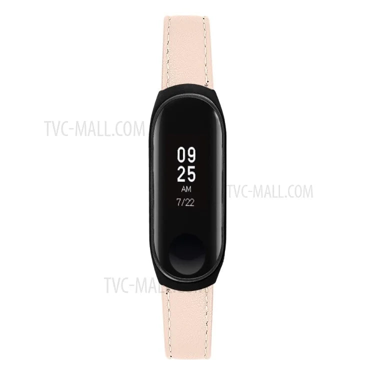 Quality Genuine Leather Watch Band Strap [Black Frame] for Xiaomi Mi Band 5