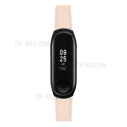 Quality Genuine Leather Watch Band Strap [Black Frame] for Xiaomi Mi Band 5