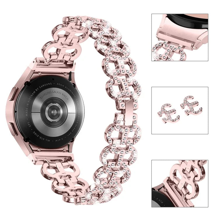 For Samsung Galaxy Watch6 40mm 44mm / Watch6 Classic 43mm 47mm Rhinestones Decor Gourd Shape Watch Band Alloy Strap