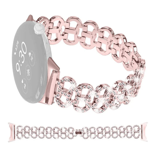For Google Pixel Watch / Pixel Watch 2 Alloy Strap Rhinestones Decor Gourd Shape Watch Band