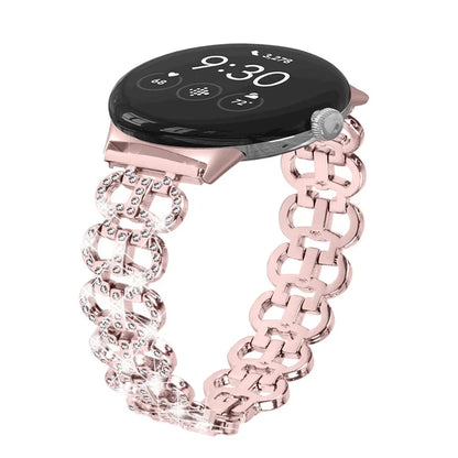 For Google Pixel Watch / Pixel Watch 2 Alloy Strap Rhinestones Decor Gourd Shape Watch Band