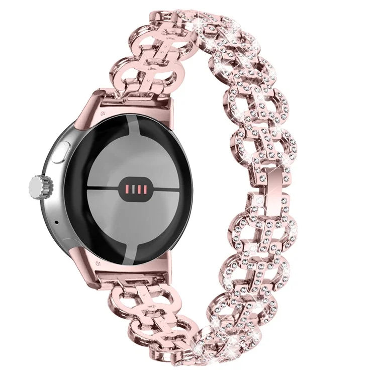 For Google Pixel Watch / Pixel Watch 2 Alloy Strap Rhinestones Decor Gourd Shape Watch Band
