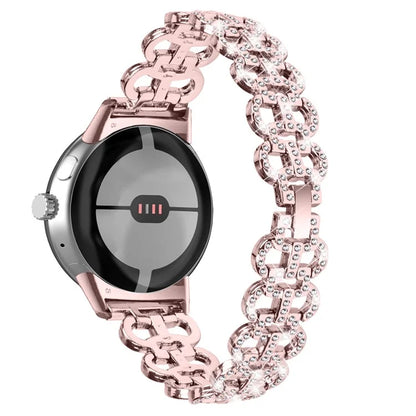 For Google Pixel Watch / Pixel Watch 2 Alloy Strap Rhinestones Decor Gourd Shape Watch Band