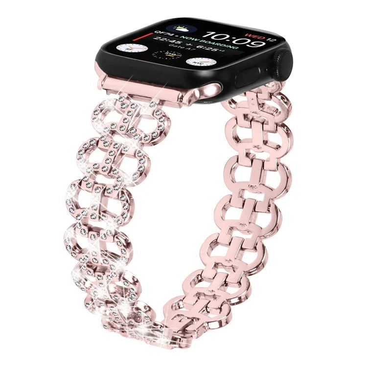 For Apple Watch Series 1 2 3 42mm / 4 5 6 SE 44mm / 7 8 9 45mm / Ultra Ultra 2 49mm Alloy Band Rhinestone Watch Strap
