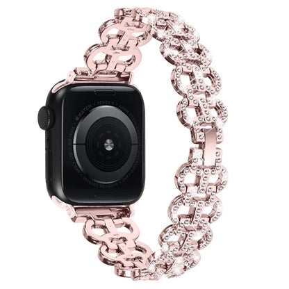 For Apple Watch Series 1 2 3 42mm / 4 5 6 SE 44mm / 7 8 9 45mm / Ultra Ultra 2 49mm Alloy Band Rhinestone Watch Strap