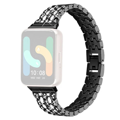 For Samsung Galaxy Fit3 SM-R390 Metal Watch Band Rhinestones Decor Replacement Strap