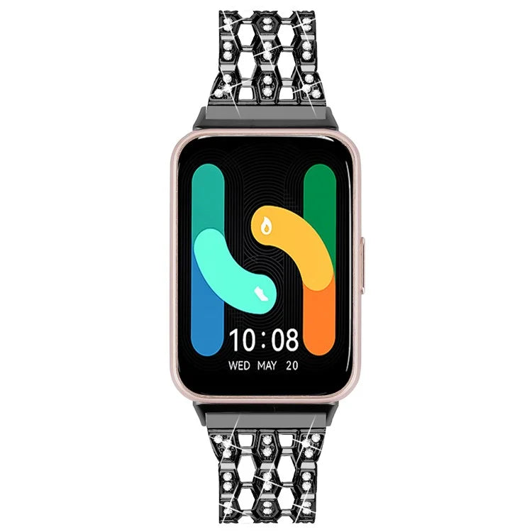 For Samsung Galaxy Fit3 SM-R390 Metal Watch Band Rhinestones Decor Replacement Strap