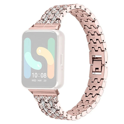 For Samsung Galaxy Fit3 SM-R390 Metal Watch Band Rhinestones Decor Replacement Strap