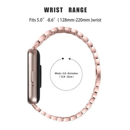 For Samsung Galaxy Fit3 SM-R390 Metal Watch Band Rhinestones Decor Replacement Strap