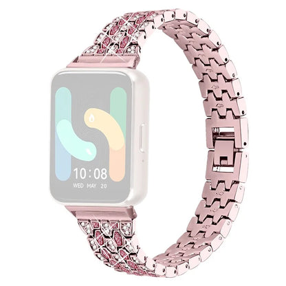 For Samsung Galaxy Fit3 SM-R390 Metal Watch Band Rhinestones Decor Replacement Strap