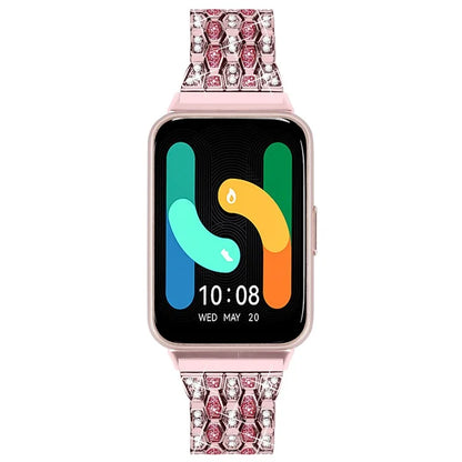 For Samsung Galaxy Fit3 SM-R390 Metal Watch Band Rhinestones Decor Replacement Strap