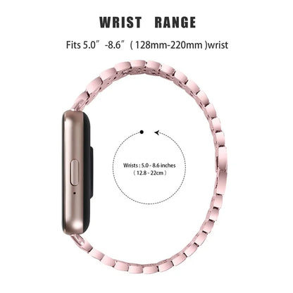 For Samsung Galaxy Fit3 SM-R390 Metal Watch Band Rhinestones Decor Replacement Strap