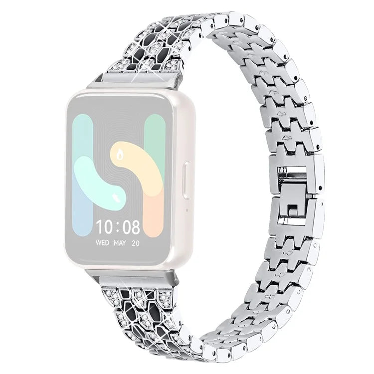 For Samsung Galaxy Fit3 SM-R390 Metal Watch Band Rhinestones Decor Replacement Strap