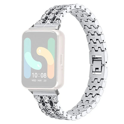 For Samsung Galaxy Fit3 SM-R390 Metal Watch Band Rhinestones Decor Replacement Strap
