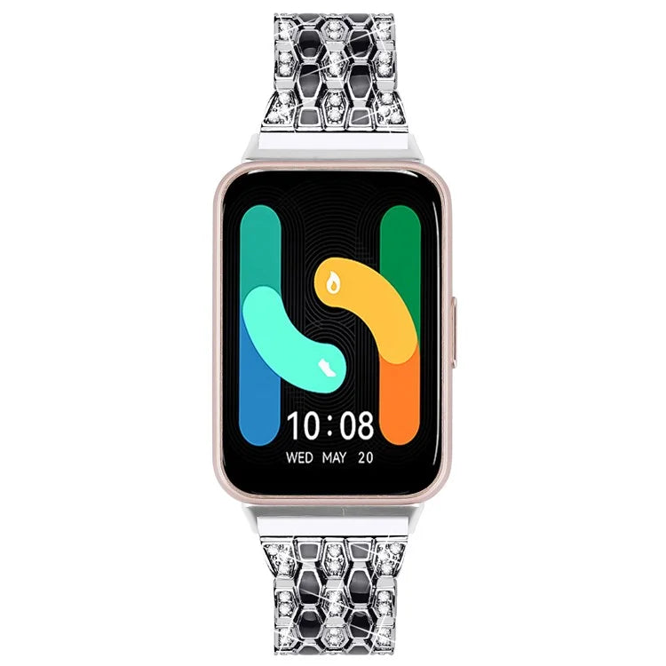 For Samsung Galaxy Fit3 SM-R390 Metal Watch Band Rhinestones Decor Replacement Strap