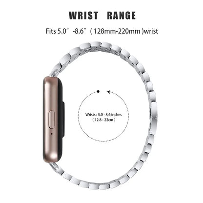 For Samsung Galaxy Fit3 SM-R390 Metal Watch Band Rhinestones Decor Replacement Strap