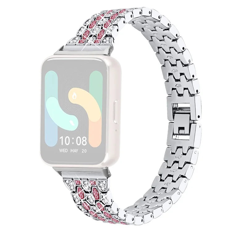 For Samsung Galaxy Fit3 SM-R390 Metal Watch Band Rhinestones Decor Replacement Strap