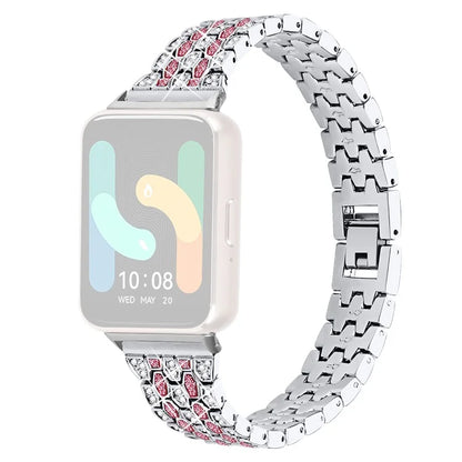For Samsung Galaxy Fit3 SM-R390 Metal Watch Band Rhinestones Decor Replacement Strap