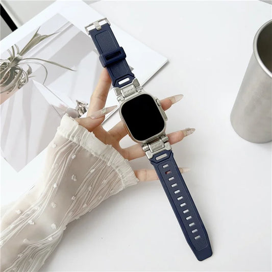 Mechanical Style TPU Watch Strap for Apple Watch Series 9 8 7 41mm / 6 5 4 SE (2023) SE (2022) SE 40mm / 3 2 1 38mm Wrist Band