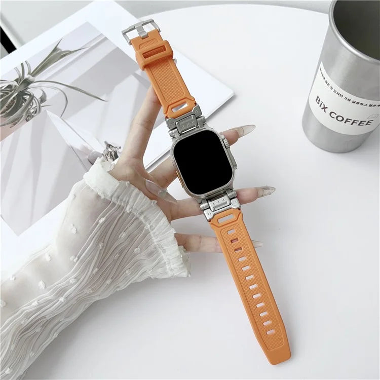 Mechanical Style TPU Watch Strap for Apple Watch Series 9 8 7 41mm / 6 5 4 SE (2023) SE (2022) SE 40mm / 3 2 1 38mm Wrist Band