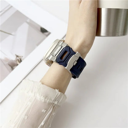 Mechanical Style TPU Watch Strap for Apple Watch Series 9 8 7 41mm / 6 5 4 SE (2023) SE (2022) SE 40mm / 3 2 1 38mm Wrist Band
