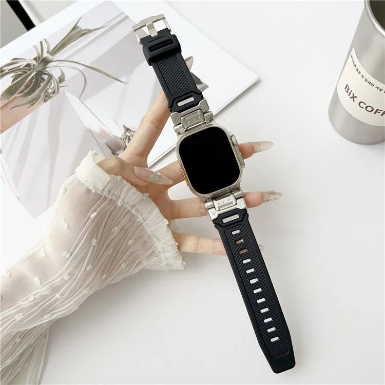 Mechanical Style TPU Watch Strap for Apple Watch Series 9 8 7 41mm / 6 5 4 SE (2023) SE (2022) SE 40mm / 3 2 1 38mm Wrist Band