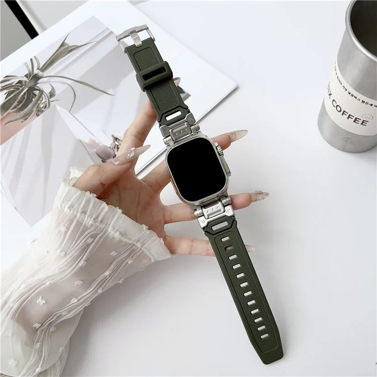 Mechanical Style TPU Watch Strap for Apple Watch Series 9 8 7 41mm / 6 5 4 SE (2023) SE (2022) SE 40mm / 3 2 1 38mm Wrist Band