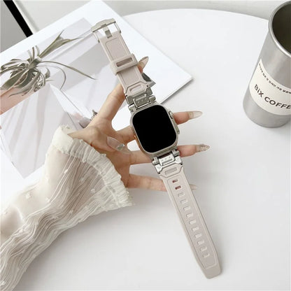 Mechanical Style TPU Watch Strap for Apple Watch Series 9 8 7 41mm / 6 5 4 SE (2023) SE (2022) SE 40mm / 3 2 1 38mm Wrist Band