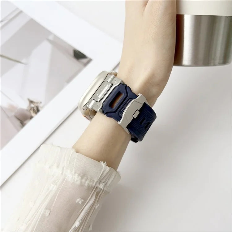 Mechanical Style TPU Watch Strap for Apple Watch Series 9 8 7 41mm / 6 5 4 SE (2023) SE (2022) SE 40mm / 3 2 1 38mm Wrist Band