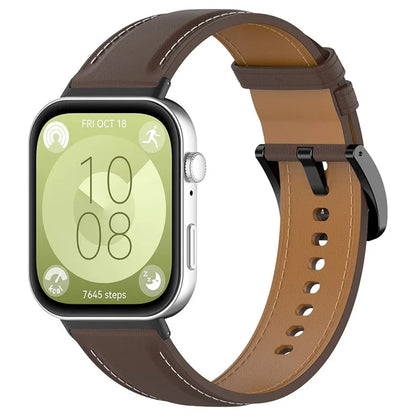 For Huawei Watch Fit 3 Watch Strap Genuine Cow Leather Adjustable Wrist Band