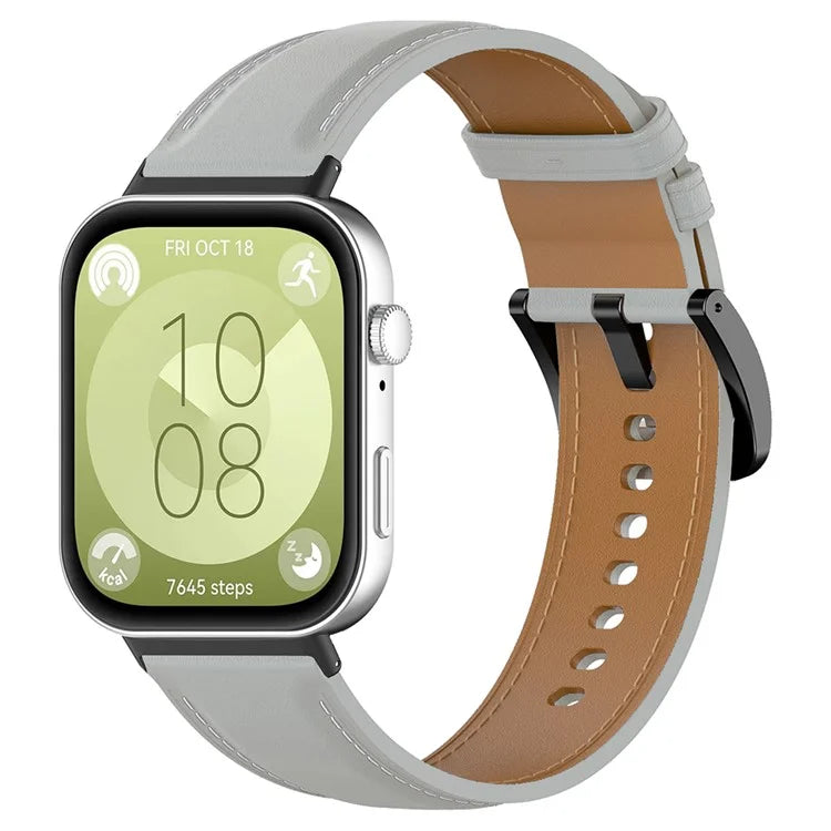 For Huawei Watch Fit 3 Watch Strap Genuine Cow Leather Adjustable Wrist Band