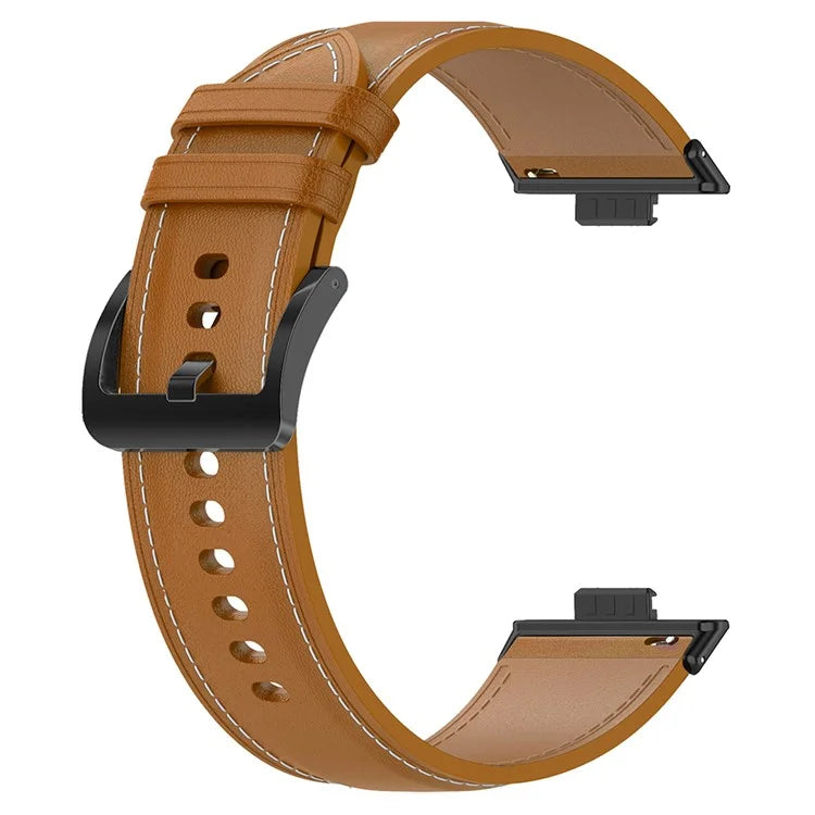 For Huawei Watch Fit 3 Watch Strap Genuine Cow Leather Adjustable Wrist Band