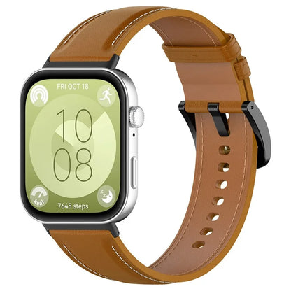 For Huawei Watch Fit 3 Watch Strap Genuine Cow Leather Adjustable Wrist Band