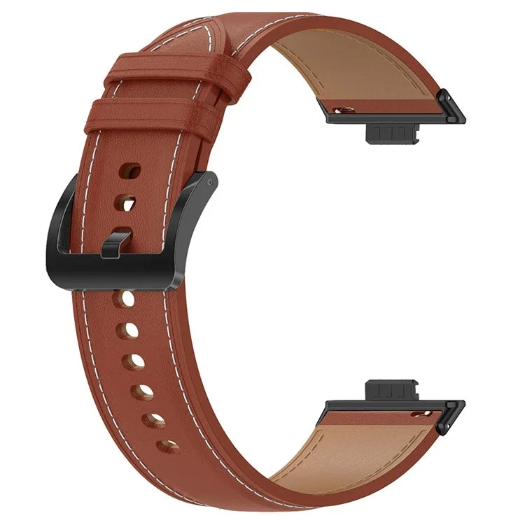 For Huawei Watch Fit 3 Watch Strap Genuine Cow Leather Adjustable Wrist Band