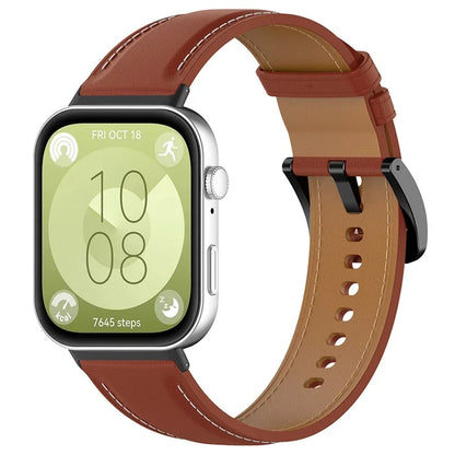 For Huawei Watch Fit 3 Watch Strap Genuine Cow Leather Adjustable Wrist Band