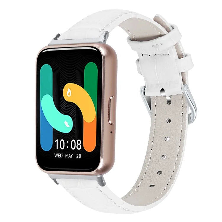 Smooth PU Leather Watch Strap for Samsung Galaxy Fit3 SM-R390 Wrist Bracelet Band