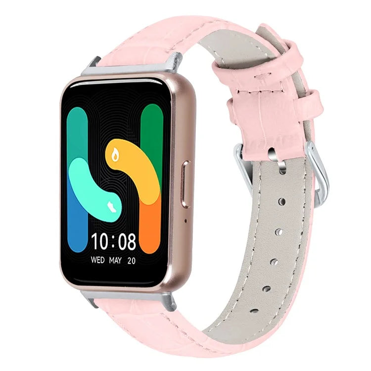 Smooth PU Leather Watch Strap for Samsung Galaxy Fit3 SM-R390 Wrist Bracelet Band