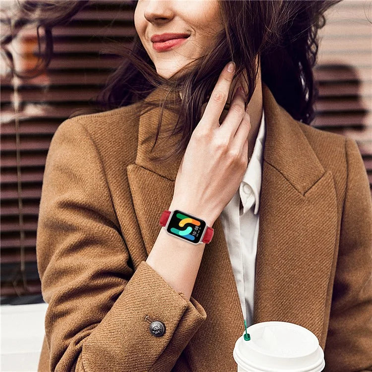Smooth PU Leather Watch Strap for Samsung Galaxy Fit3 SM-R390 Wrist Bracelet Band